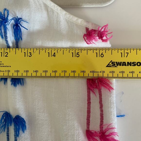 LOFT Lou & Grey Dress S White Rainbow Tassel Embroidered Mini Lined V-Neck Beach - Picture 10 of 12